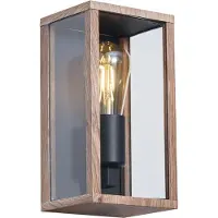 QAZQA Industriell vägglampa trätryck 26 cm IP44 - Charlois