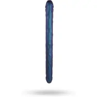 Strap-On-Me - dubbel dildo - metallblå - silikon