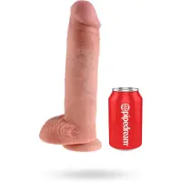 King Cock - dildo med sugpropp och pung - 28 cm - natur