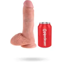 King Cock - dildo med pung - realistisk - 20 cm - natur