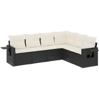 vidaXL Loungegrupp med dynor 6 delar svart konstrotting
