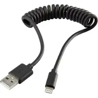Renkforce USB-kabel USB 2.0 USB-A kontakt, Apple Lightning kontakt 0.95 m Svart Spiralkabel RF4087422