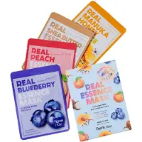 Farm Stay Real Essence Mask 12 Combo Pack (Blueberry, Peach, Manuka Honey, Shea Butter) + RANDOM GIFT