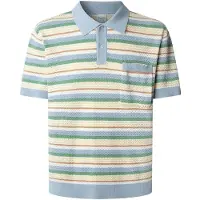 Pepe Jeans för män. PM702537 Preston Stripes grön polotröja (XXL), Casual, Bomull, Kort ärm