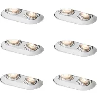 QAZQA Set med 6 rundade infällda spotlights vita GU10 50mm 2-ljus - Hubs