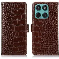 Mtp Products Motorola Edge 60 Fusion Crocodile Serie Läder Plånboksfodral med RFID - Brun