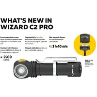 ArmyTek Wizard C2 Pro Magnet White LED Handlampa med magnetfäste Uppladdningsbara batteri 2500 lm 4800 h 65 g