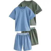 Next Pyjamas himmelsblå / mörkgrön / vit