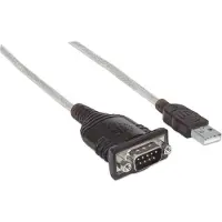 Manhattan USB 1.1, Seriell Anslutningskabel [1x USB 1.1 A hane - 1x D-SUB hane 9-pol] 0.45 m Silver-svart