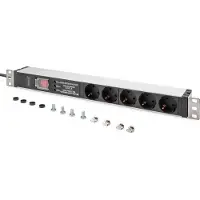 Digitus - Kraftdistributionsenhet (kan monteras i rack) - AC 230 V - 3600 VA - 1-fas - ingång: power CEE 7/7 - utgångskontakter: 5 (power CEE 7/3) - 1U - 19 - 2 m sladd
