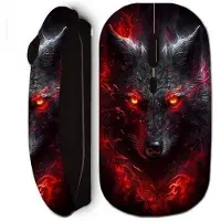 CAPACHEAP Souris sans fil maniacase - Noir - Loup noir feu rouge