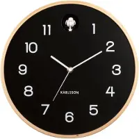 Present Time Natural Cuckoo Birch Wood Black väggklocka KA5886BK