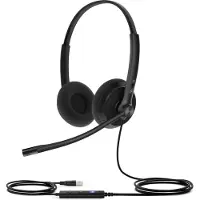 Yealink UH34 Lite Dual Teams USB On-ear headset Sladd Duo Svart Microsoft teamknapp Telefon
