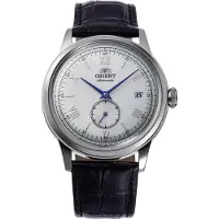 Orient Classic Bambino Version 2 Små Sekunder Svart Läderarmband Silverurtavla Automatisk RA-AP0104S Herrklocka silver