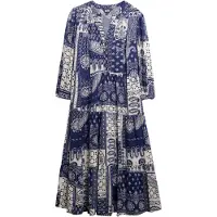 Superdry för kvinnor. W8012029A Blå vävd volangklänning (XS), Casual, Viskos, Lång ärm