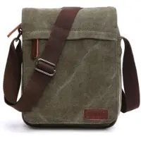 INF Sportig crossbody väska i canvas och läder DarkGreen