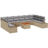 vidaXL Trädgårdsoffset 11 pcs beige och ljusgrå