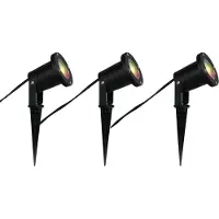 QAZQA Set med 3 smarta trädgårdsspotlights svart inkl. kabel och kontakt 200 cm IP65 inkl. Zigbee GU10 - Basic