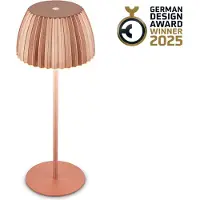B.K.Licht LED-bordslampa Brilo unplugged Riffle, 36 cm, koppar dimbar, Koppar, Vardagsrum / matsal, Metall