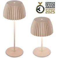 Briloner LED-batteridriven bordslampa Brilo unplugged Riffle, 36 cm, beige dimbar, Creme / bärnsten, Vardagsrum / matsal, Metall