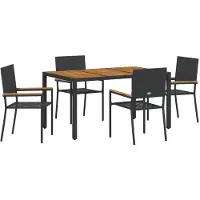 vidaXL Trädgårdsmöbelset 5 pcs Svart konstrotting