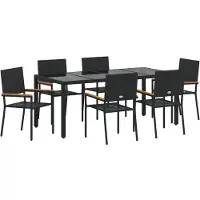 vidaXL Trädgårdsmöbelset 7 pcs Svart konstrotting