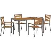 vidaXL Trädgårdsmöbelset 5 pcs Grå och Brun konstrotting