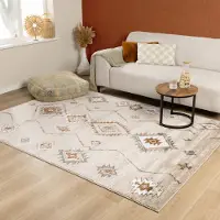 FRAAI Fluffig matta | Blend Aztec beige hos Volero | 120x170 cm | Polypropen | Sicksack | Rektangulär | Hög lugg