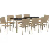 vidaXL Trädgårdsmöbelset 9 pcs Beige konstrotting