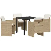 vidaXL Trädgårdsmöbelset med kudde 5 pcs Beige konstrotting