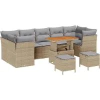 vidaXL Trädgårdsoffset 10 pcs Beige konstrotting