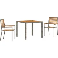 vidaXL Trädgårdsmöbelset 3 pcs Grå och Brun konstrotting