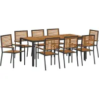 vidaXL Trädgårdsmöbelset 9 pcs Svart och Brunt konstrotting