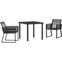 vidaXL Trädgårdsmöbelset 3 pcs Svart Poly rattan