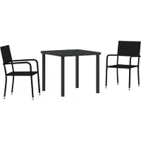 vidaXL Trädgårdsmöbelset 3 pcs Svart Poly rattan