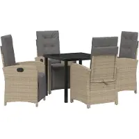 vidaXL Trädgårdsmöbelset 5 pcs Beige konstrotting