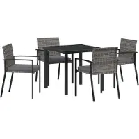 vidaXL Trädgårdsmöbelset 5 pcs Grå Pulverlackerat stål