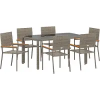vidaXL Trädgårdsmöbelset 7 pcs Grå konstrotting