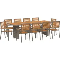 vidaXL Trädgårdsmöbelset 11 pcs Grå och Brun konstrotting