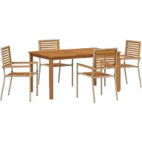 vidaXL Trädgårdsmöbelset 5 pcs Beige Massivt Akaciaträ