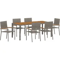 vidaXL Trädgårdsmöbelset 7 pcs Grå konstrotting
