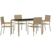 vidaXL Trädgårdsmöbelset 5 pcs Beige konstrotting