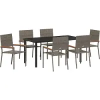 vidaXL Trädgårdsmöbelset 7 pcs Grå Poly rattan