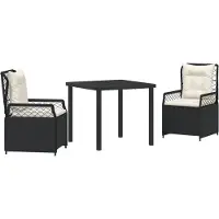 vidaXL Trädgårdsmöbelset 3 pcs Svart konstrotting