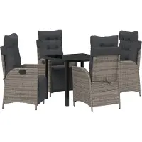 vidaXL Trädgårdsmöbelset med kudde 5 pcs Grå konstrotting