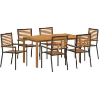 vidaXL Trädgårdsmöbelset 7 pcs Svart Massivt Akaciaträ