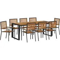 vidaXL Trädgårdsmöbelset 9 pcs Svart och Brunt konstrotting