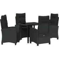 vidaXL Trädgårdsmöbelset med kudde 5 pcs Svart konstrotting