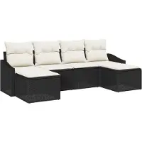vidaXL Trädgårdsmöbelset med kudde med lagring 6 pcs Svart och kräm
