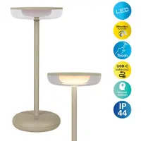 Näve LED-terrasslampa Pasi beige höjd 26 cm metall touch Pasi, dimbar, Creme / bärnsten, Vardagsrum / matsal, Metall, Modern